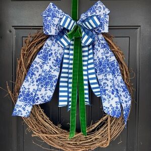 Blue and Green Floral Spring Wreath